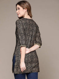 Thumbnail for Anubhutee Black & Gold-Toned Ethnic Motifs Printed Kurti - Distacart