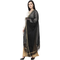 Thumbnail for A R SILK Chanderi Piping Regular Dupatta Black Color Dupatta or Chunni