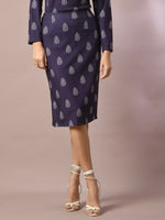 Thumbnail for Myshka Women's Navy Blue Printed Round Neck Party Top With Skirt Co-ord set - Distacart
