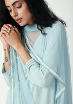 Thumbnail for trueBrowns Blue Gota Slit Kurta-Ruffled Pant - Distacart
