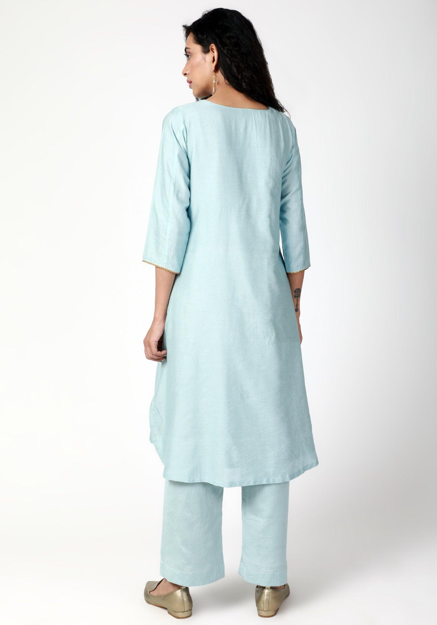 trueBrowns Blue Gota Kurta-Pant-Dupatta - Distacart