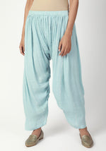 Thumbnail for trueBrowns Blue Silver Laced Kurta- Ruffled Pant-Dupatta - Distacart