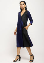 Thumbnail for trueBrowns Blue Contrast Overlap Dress - Distacart