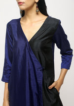 Thumbnail for trueBrowns Blue Contrast Overlap Dress - Distacart