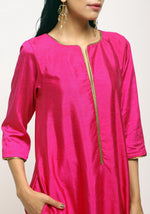 Thumbnail for trueBrowns Pink Laced Kurta- Foil Pant - Distacart