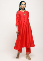 Thumbnail for trueBrowns Orange Laced Kurta- Foil Pant - Distacart