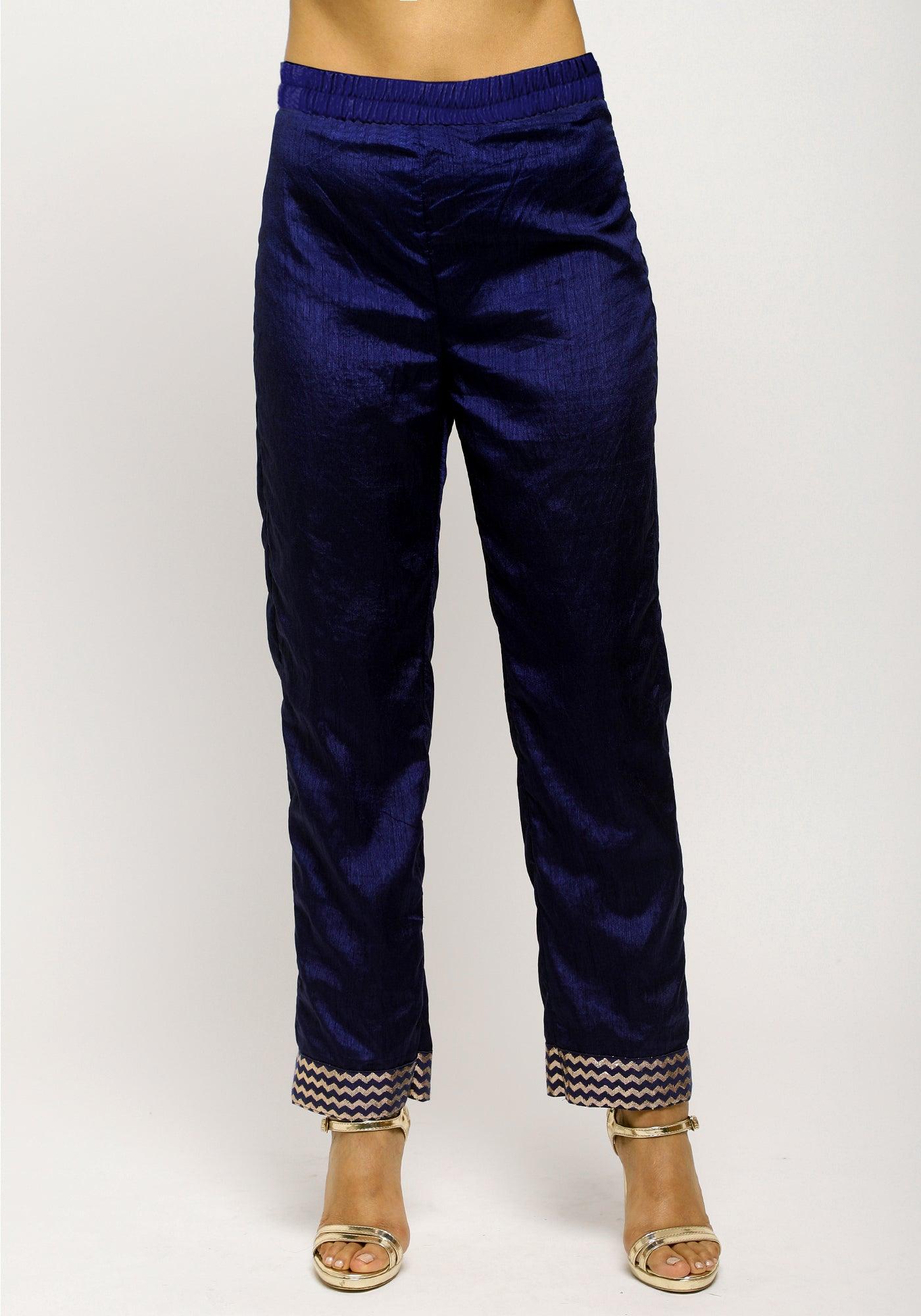 trueBrowns Blue Laced Kurta- Foil Pant - Distacart