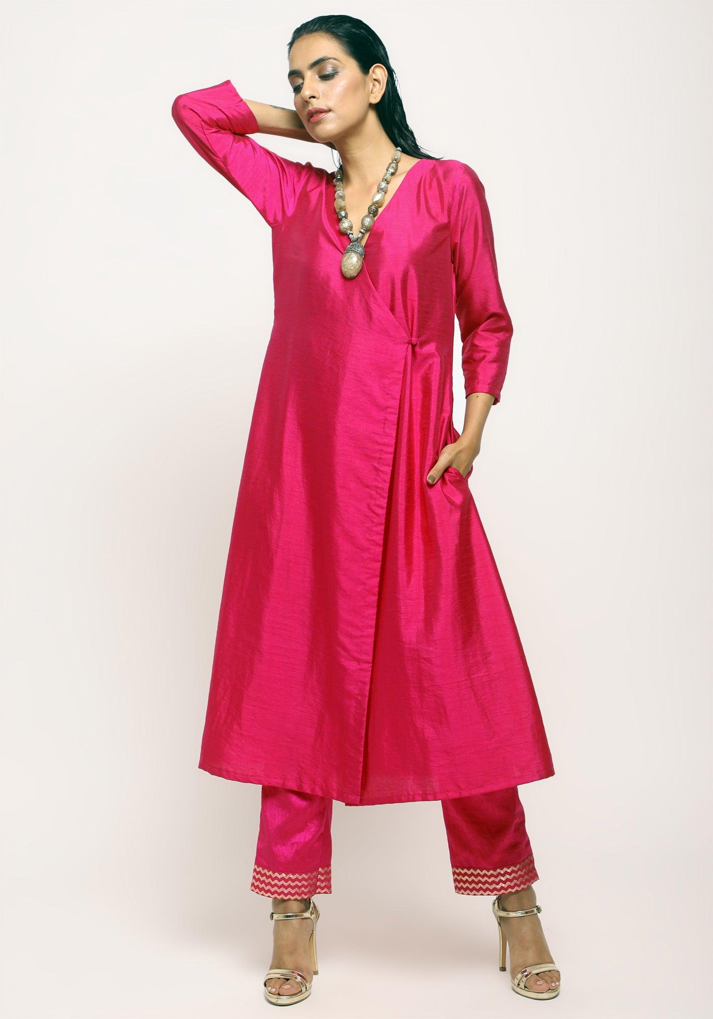 trueBrowns Pink Angrakha Foil Pant - Distacart