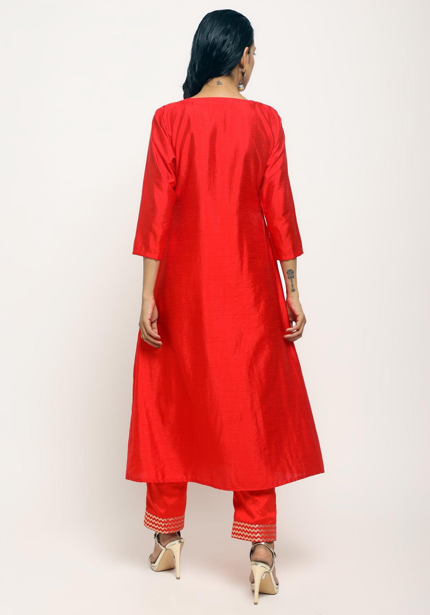 trueBrowns Orange Angrakha Foil Pant - Distacart