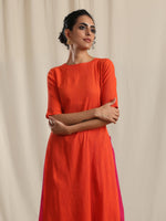 Thumbnail for trueBrowns Orange Crinkle Slit Kurta Pant Set - Distacart