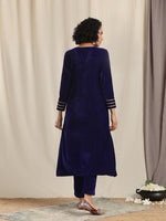 Thumbnail for trueBrowns Blue Velvet Gota Kurta - Distacart