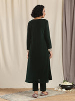 Thumbnail for trueBrowns Green Velvet Flared Gota Kurta - Distacart