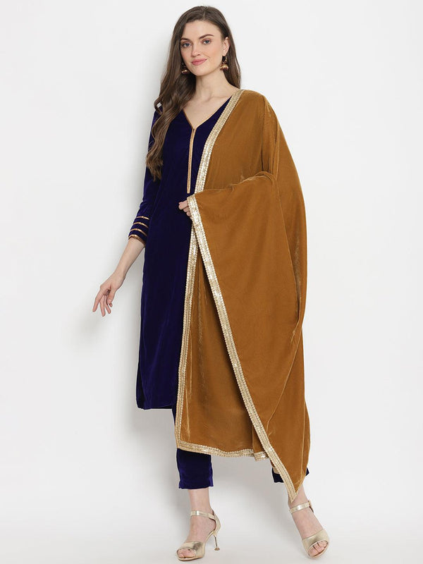 trueBrowns Brown Velvet Shawl - Distacart