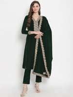 Thumbnail for trueBrowns Green Velvet Shawl - Distacart