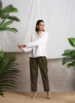 Thumbnail for trueBrowns Cotton Linen Dark Green Pant - Distacart