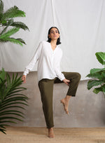 Thumbnail for trueBrowns Cotton Linen Dark Green Pant - Distacart