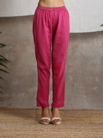 Thumbnail for trueBrowns Magenta Pink Crinkled Pant - Distacart