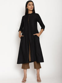 Thumbnail for trueBrowns Cotton Linen Black Kurta Pant Set - Distacart