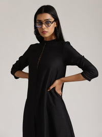 Thumbnail for trueBrowns Cotton Linen Black Kurta Pant Set - Distacart