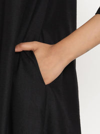 Thumbnail for trueBrowns Cotton Linen Black Kurta Pant Set - Distacart