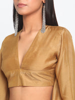 Thumbnail for trueBrowns Silk Gold Gathered Sleeve Blouse - Distacart