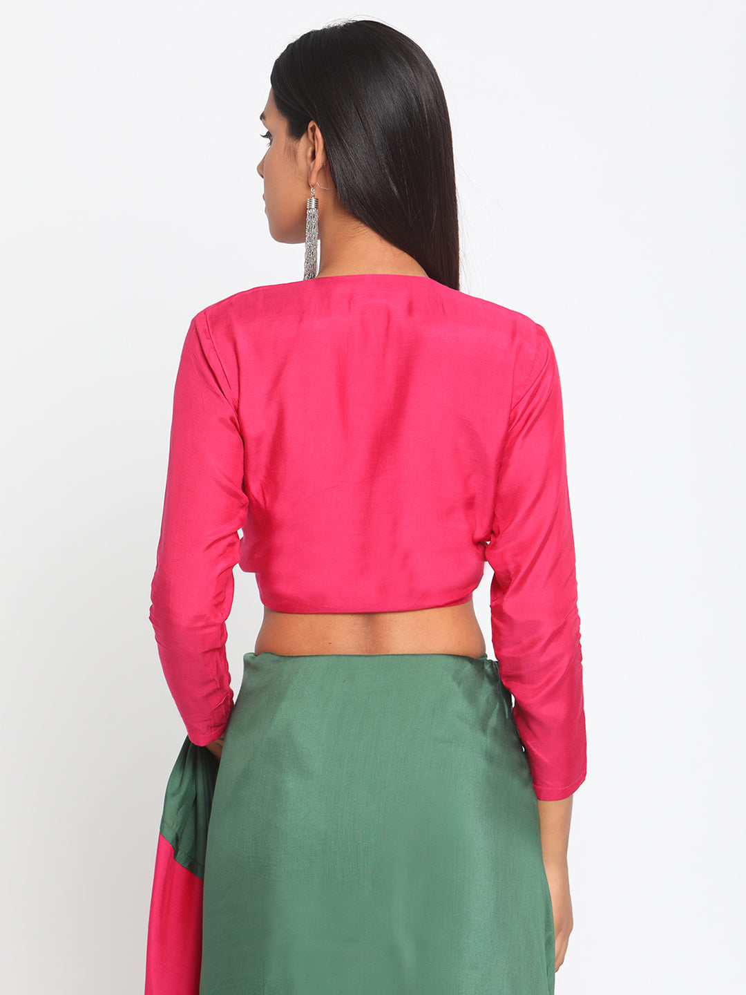 trueBrowns Silk Pink Tie Up Blouse - Distacart