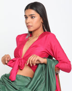 Thumbnail for trueBrowns Silk Pink Tie Up Blouse - Distacart