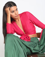 Thumbnail for trueBrowns Silk Pink Tie Up Blouse - Distacart