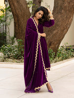 Thumbnail for trueBrowns Wine Velvet Lace Shawl - Distacart