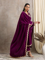 Thumbnail for trueBrowns Wine Velvet Lace Shawl - Distacart