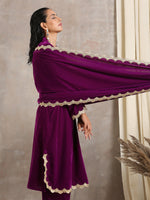 Thumbnail for trueBrowns Wine Velvet Lace Shawl - Distacart