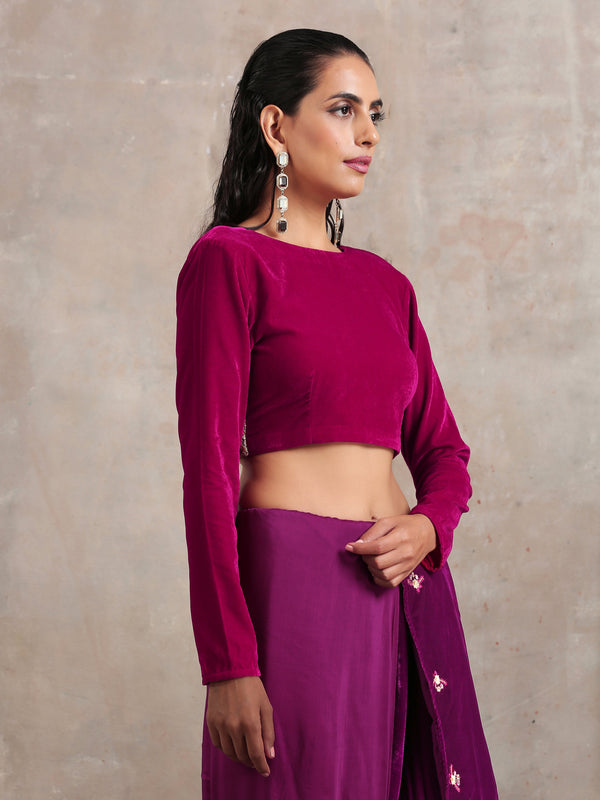 trueBrowns Pink Velvet Lace Blouse - Distacart