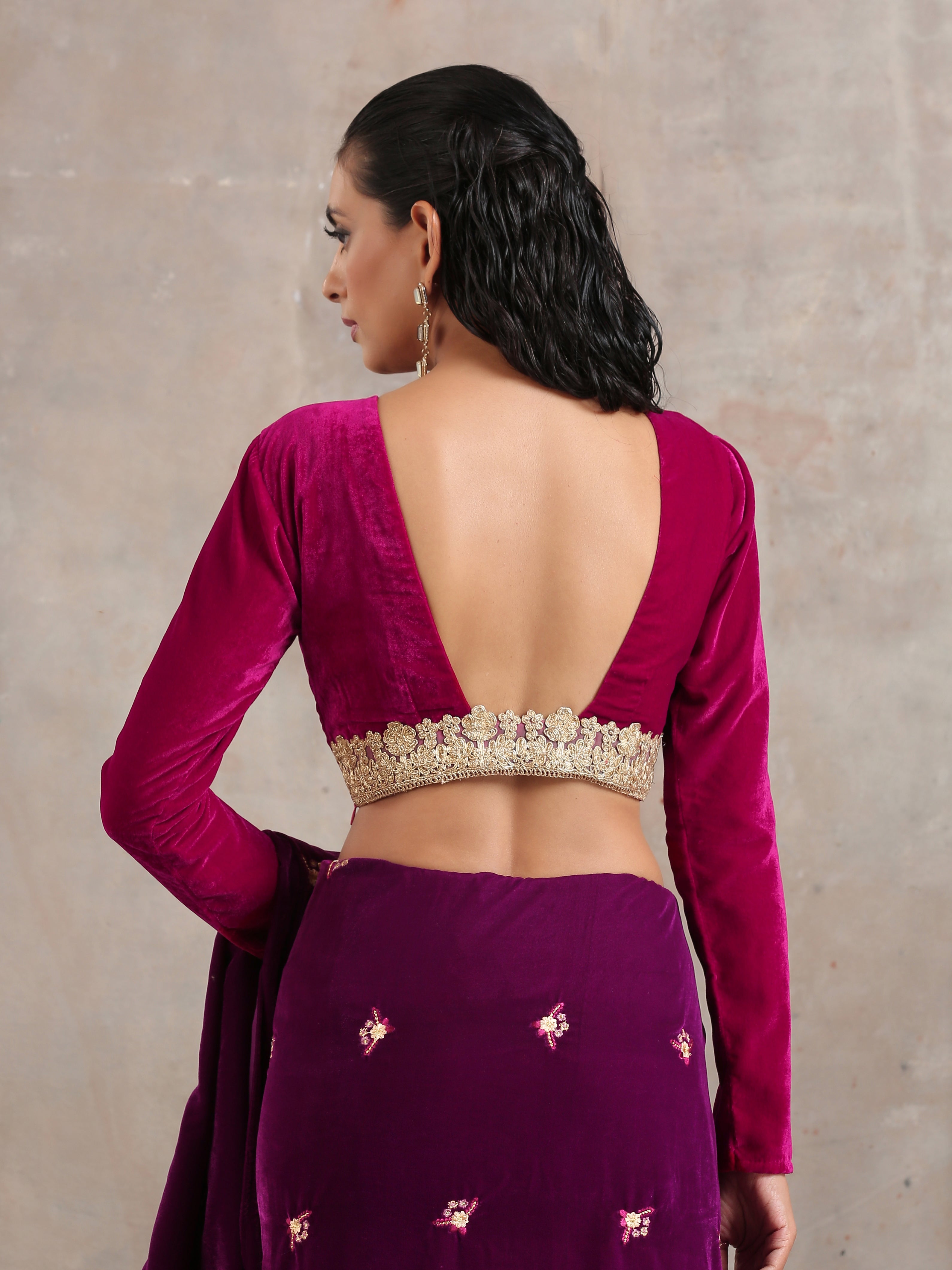 trueBrowns Pink Velvet Lace Blouse - Distacart