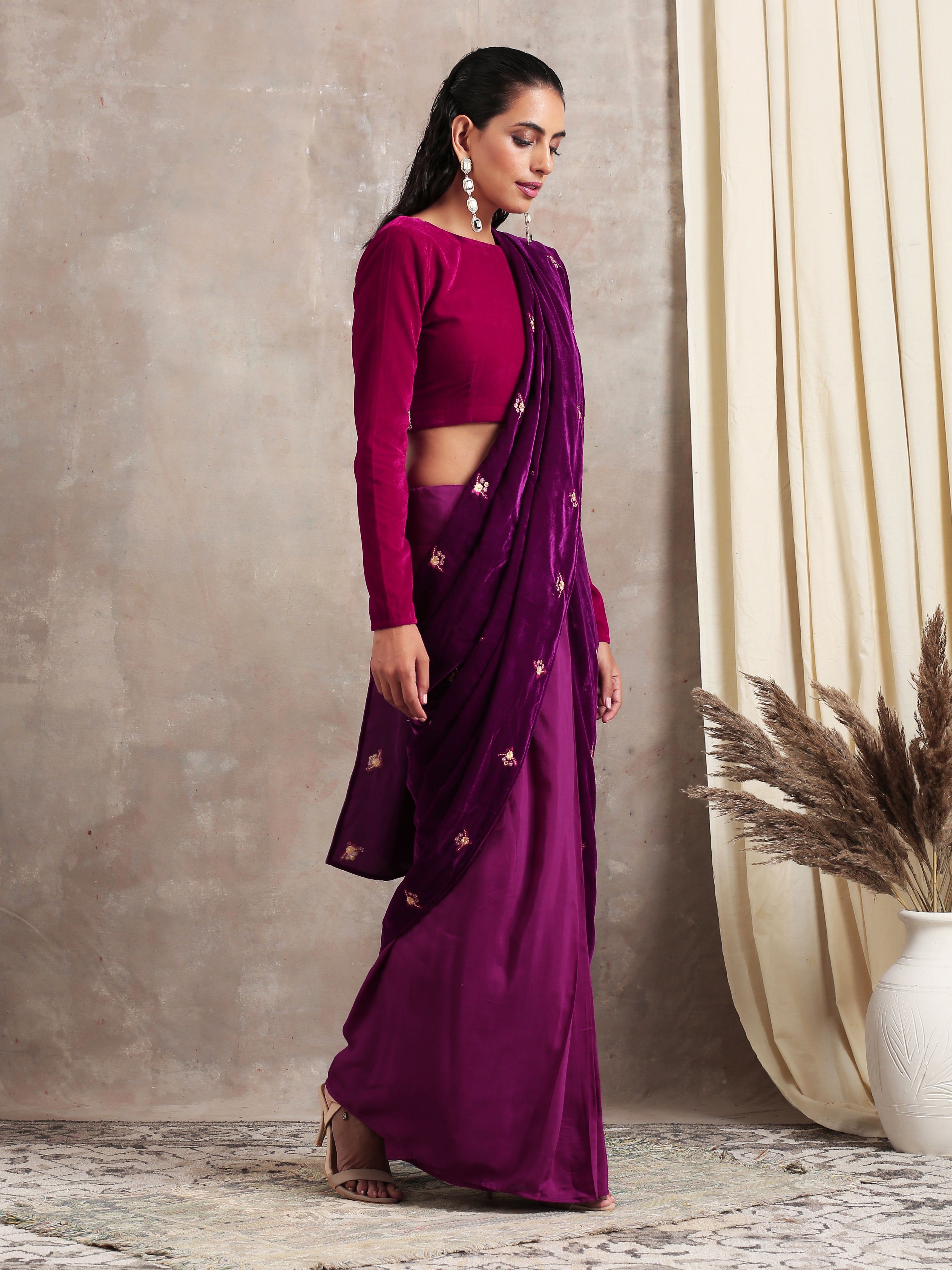 trueBrowns Pink Velvet Lace Blouse - Distacart