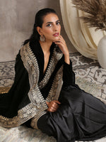 Thumbnail for trueBrowns Velvet Silk Embroidered Ready Pleated Saree - Distacart