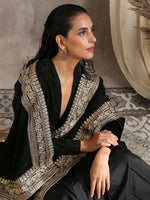 Thumbnail for trueBrowns Velvet Silk Embroidered Ready Pleated Saree - Distacart