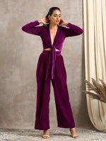 Thumbnail for trueBrowns Wine Velvet High Waist Pant - Distacart