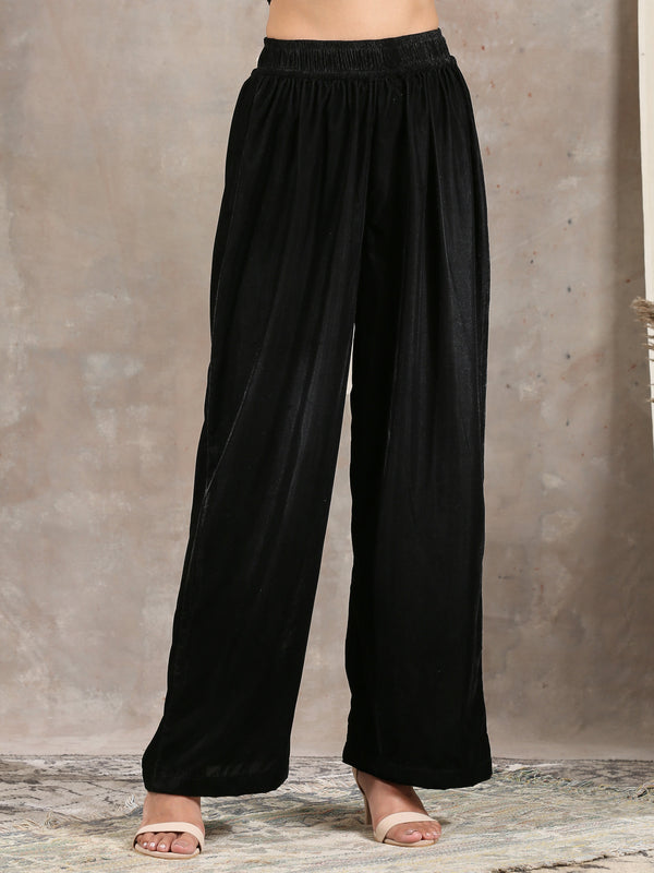 trueBrowns Black Velvet High Waist Pant - Distacart