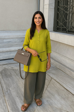 Thumbnail for trueBrowns Lime Cotton Blend Short Kurta - Distacart
