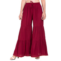 Thumbnail for Asmaani Maroon Color Solid Plain Gharara