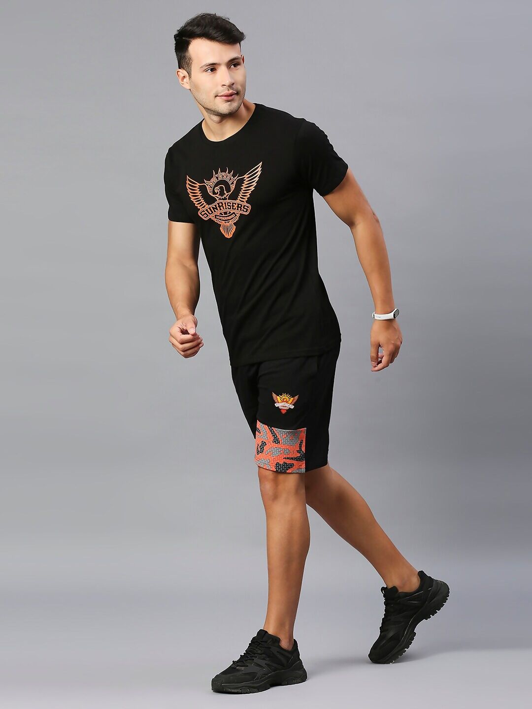 Fancode Sunrisers Hyderabad Logo Print Round Neck Cotton IPL T-shirt - Distacart