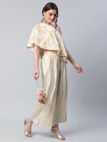 Thumbnail for Ahalyaa Women Off White Crepe Floral Printed Top with Palazzos - Distacart