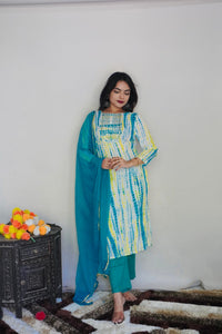Thumbnail for NOZ2TOZ Women Party Wear Printed Rayon Kurta With Pant And Dupatta Set - White & Rama