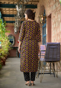 Thumbnail for Lyush Women Party Wear Flower Printed Kurta With Pant And Dupatta Set - Black