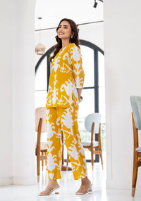 Thumbnail for Lyush Women Party Wear Flower Printed Co-Ord Set Top With Bottom - Yellow
