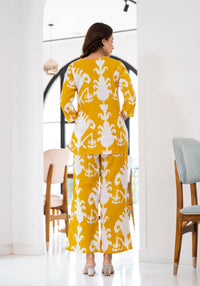 Thumbnail for Lyush Women Party Wear Flower Printed Co-Ord Set Top With Bottom - Yellow