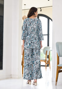 Thumbnail for Lyush Women Party Wear Flower Printed Co-Ord Set Top With Bottom - Off White