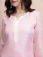 Thumbnail for Vishudh Embroidered Round Neck Kurta - Distacart