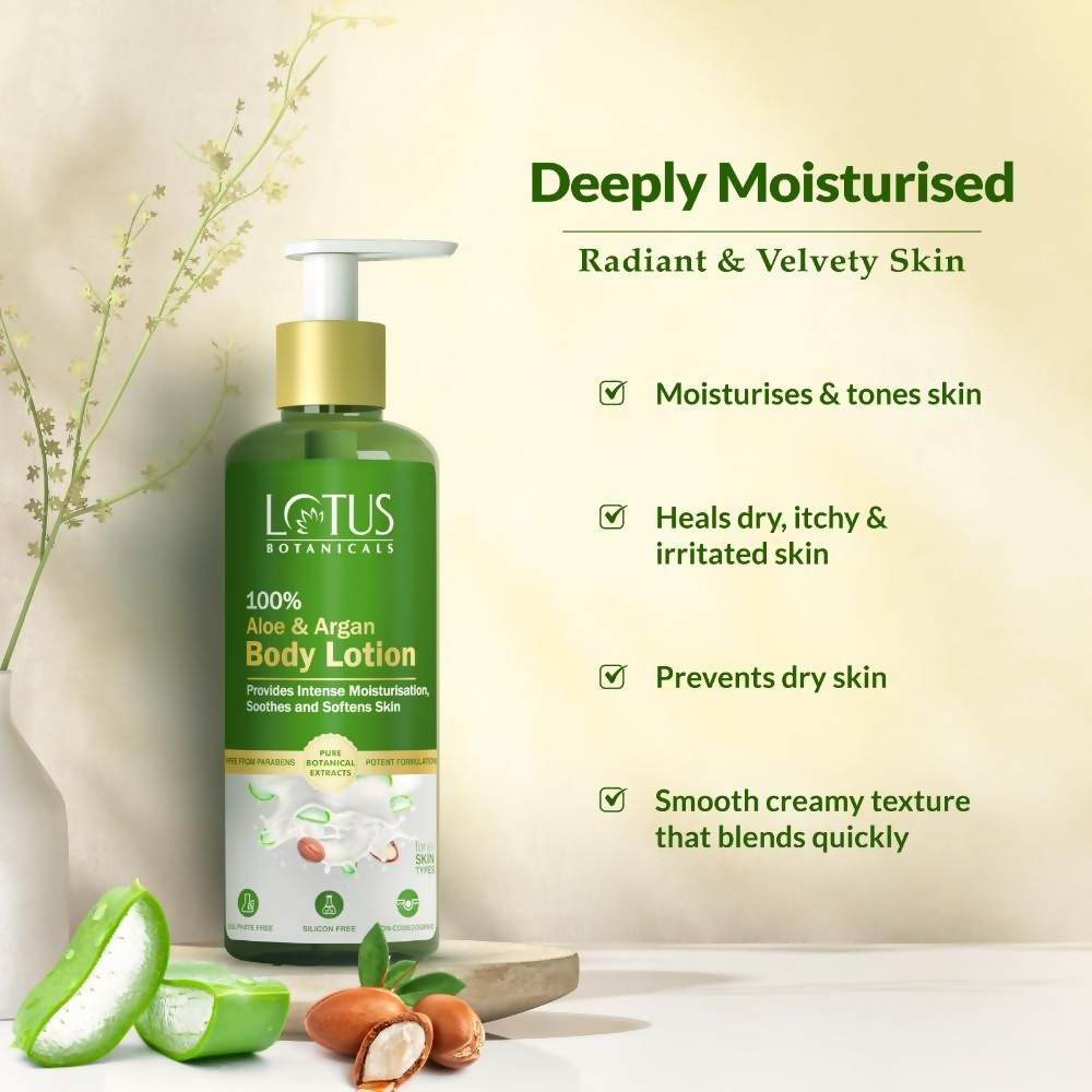 Lotus Botanicals 100% Aloe & Argan Body Lotion - Distacart