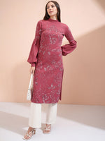 Thumbnail for Vishudh Women Floral Printed Chikankari Kurta - Distacart